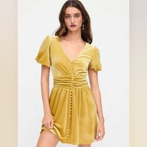 Gold Velvet Mini Dress